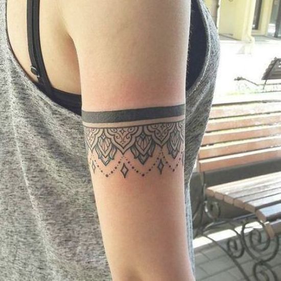 Geometric arm band tattoo design for women tattoo ideas