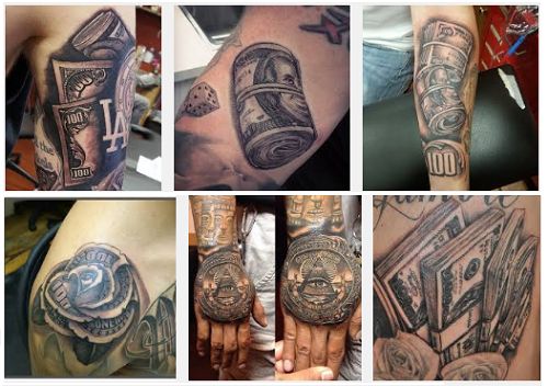 Realistic money and rose eagle tattoo design for men on arm, forearm, hand, shoulder tattoo ideas