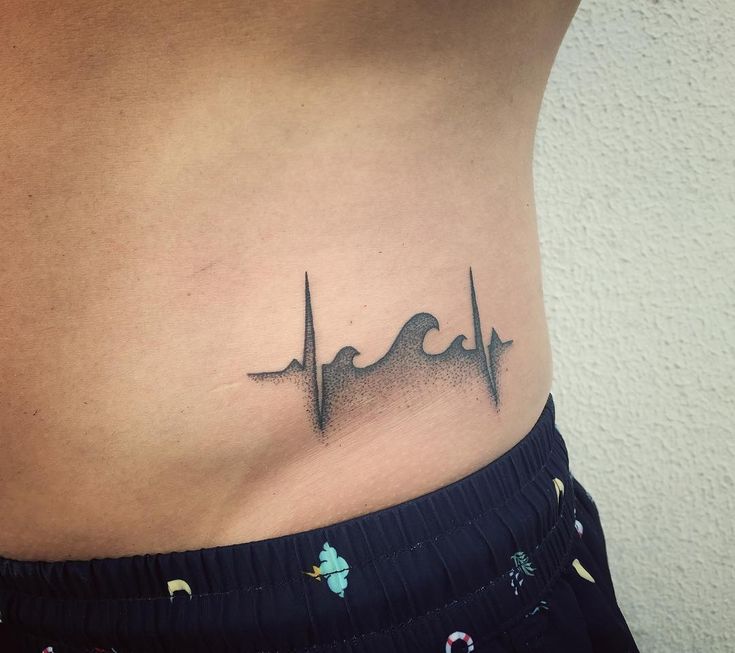 Dotwork ocean heartbeat tattoo design for men and women on hip tattoo ideas