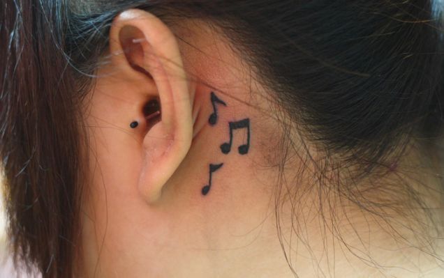 Minimalist music note tattoo design for women behind the ear tattoo ideas