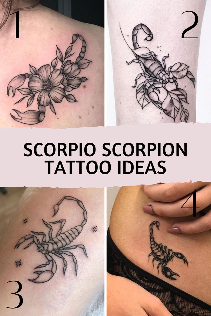 Scorpio flower tattoo design for women on shoulder, leg, hip tattoo ideas