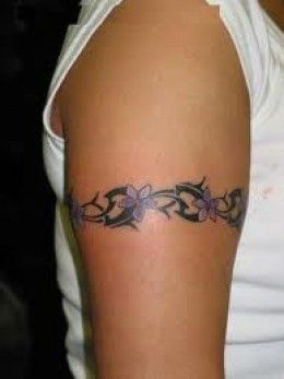 Tribal floral arm band tattoo design for women tattoo ideas