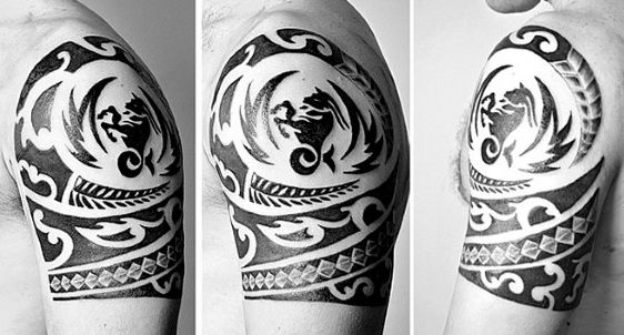 Tribal phoenix tattoo design for men on shoulder and arm tattoo ideas