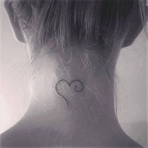 Fine line heart tattoo design for women on neck tattoo ideas