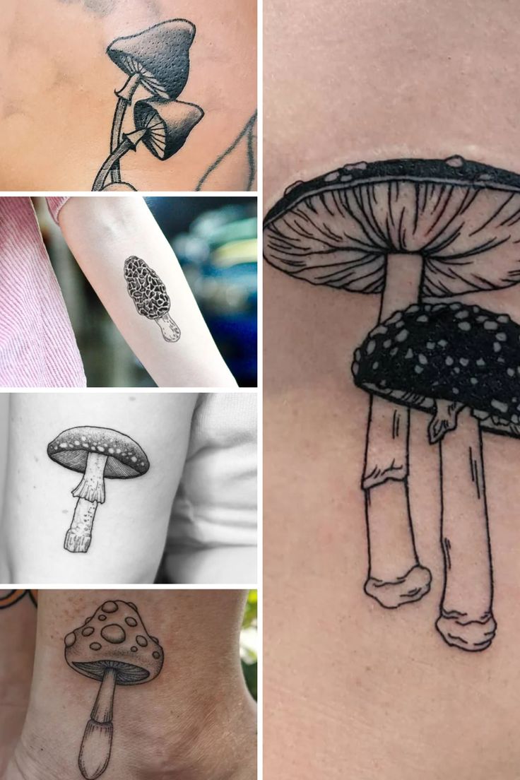 Mushroom tattoo design for women on arm and neck tattoo ideas