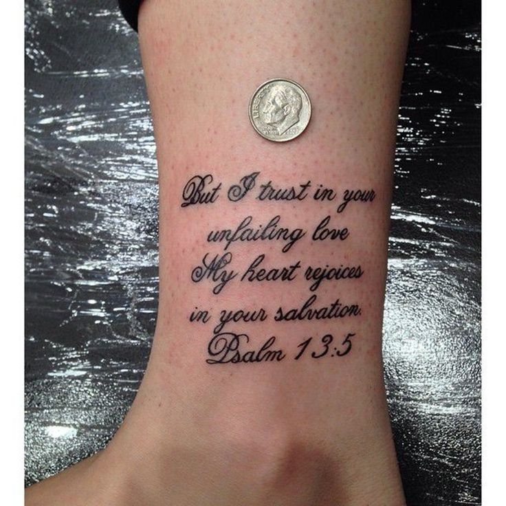 Scripture quote Psalm 13:5 tattoo design for men and women on ankle tattoo ideas