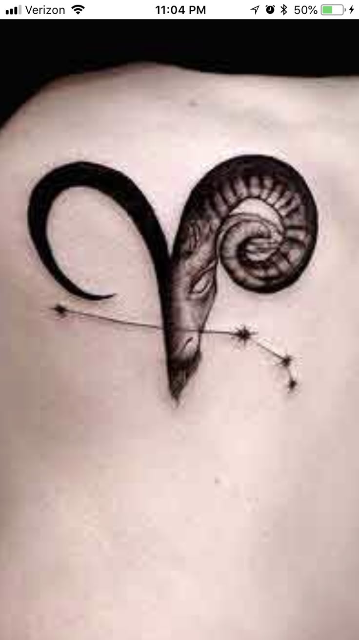 Realistic Aries tattoo design with astrological constellation for men and women on shoulder tattoo ideas