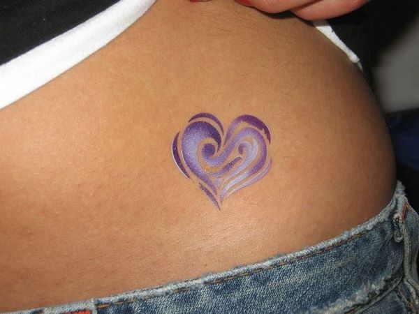 Watercolor heart tattoo design for women on hip tattoo ideas
