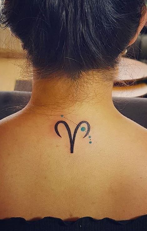 Minimalist Aries tattoo design for women on neck tattoo ideas