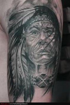 Native American realism tattoo design for men on bicep tattoo ideas