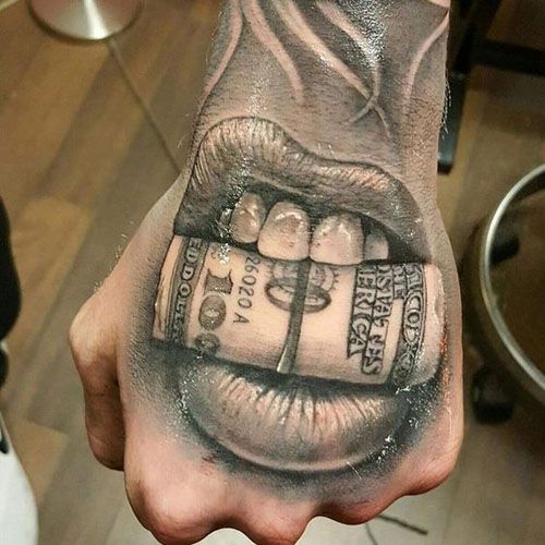 Realistic money tattoo design for men on hand tattoo ideas