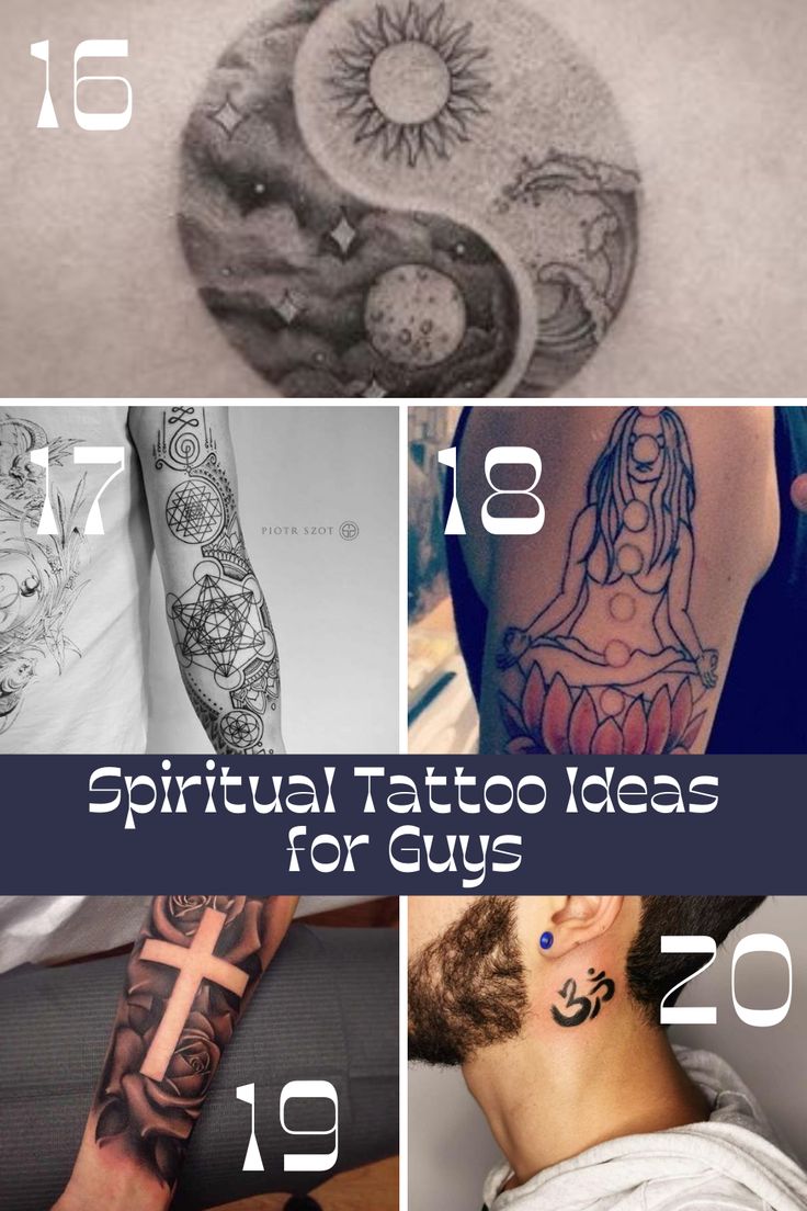 Spiritual tattoo design for guys with Yin Yang on arm and Om on neck tattoo ideas
