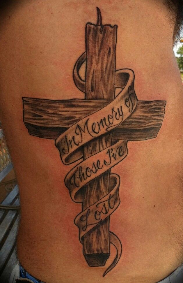 In memory of those I've lost cross tattoo design for men on rib tattoo ideas