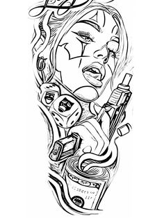 Chicano style dice and money tattoo design for women on full sleeve tattoo ideas
