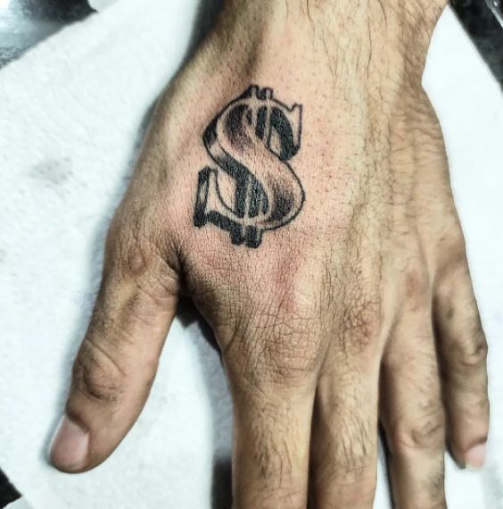 Money tattoo design for men in black and grey style on hand tattoo ideas