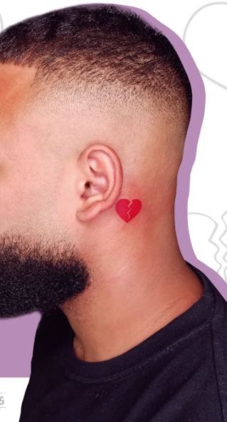 Minimalist broken heart tattoo design for men on neck tattoo ideas