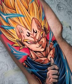 New School Dragon Ball Z tattoo design for men on thigh tattoo ideas
