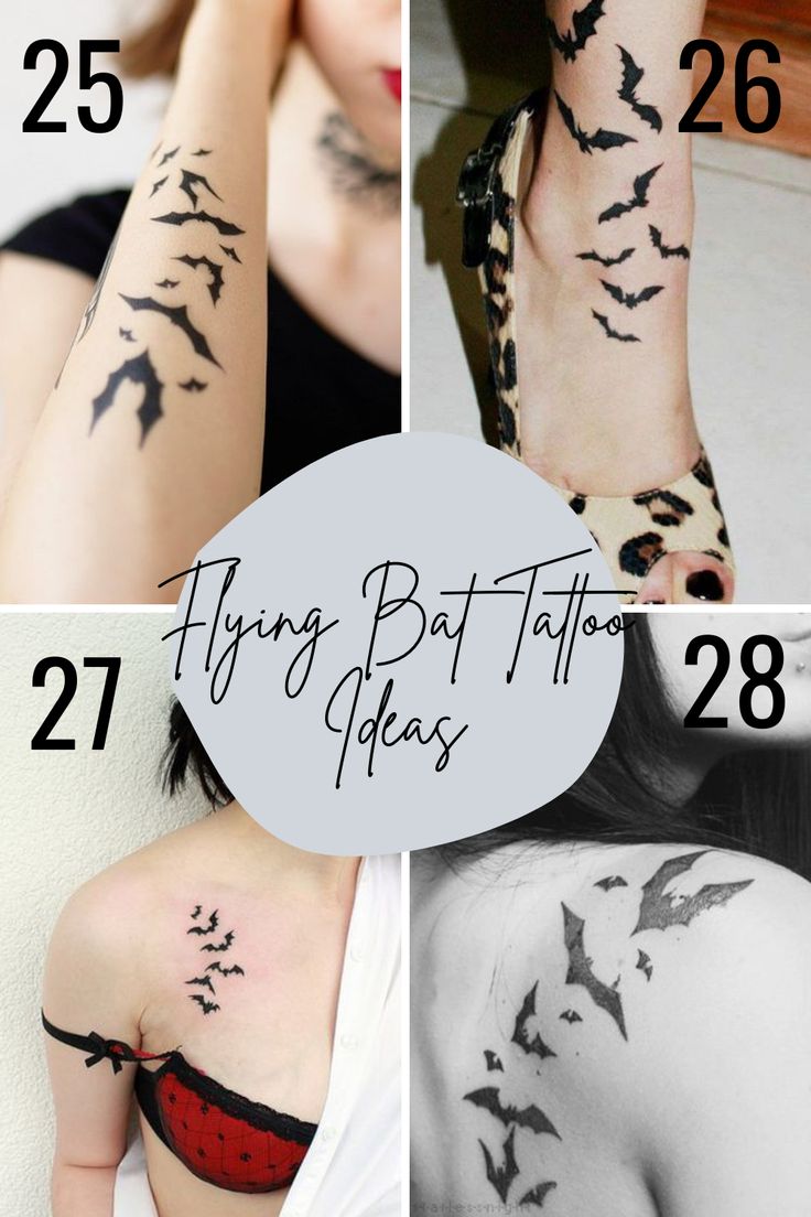 Blackwork bat tattoo design for women with Arm, Ankle, Chest, Shoulder tattoo ideas