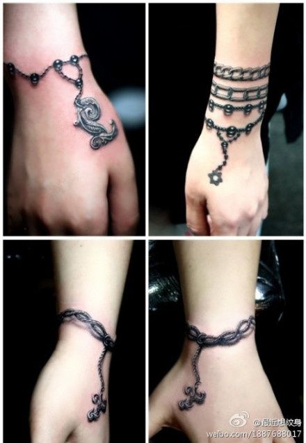 Realistic infinity and rose bracelet tattoo designs for women on hand and wrist tattoo ideas