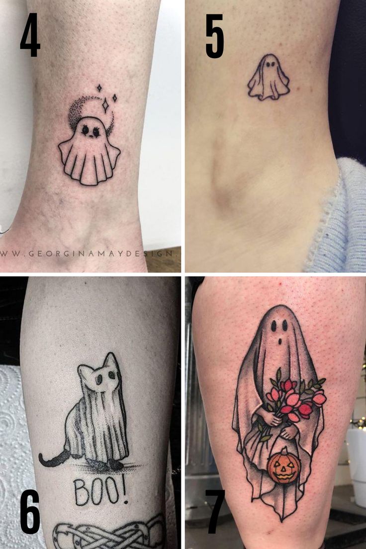 Cute ghost and cat tattoo ideas for women and men tattoo ideas