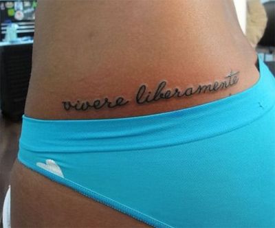 Latin quote tattoo design for women on hip tattoo ideas