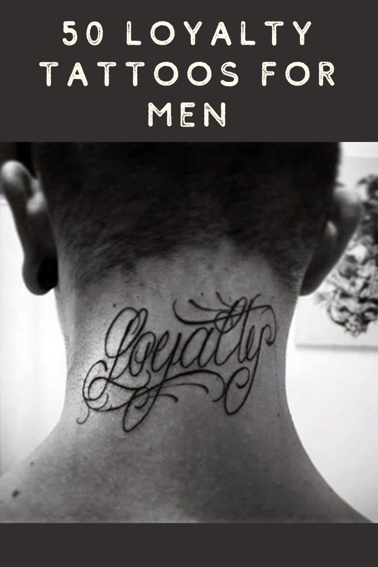 Script loyalty word tattoo design for men on neck tattoo ideas