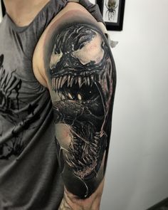 Realistic Venom tattoo design for men on half sleeve tattoo ideas