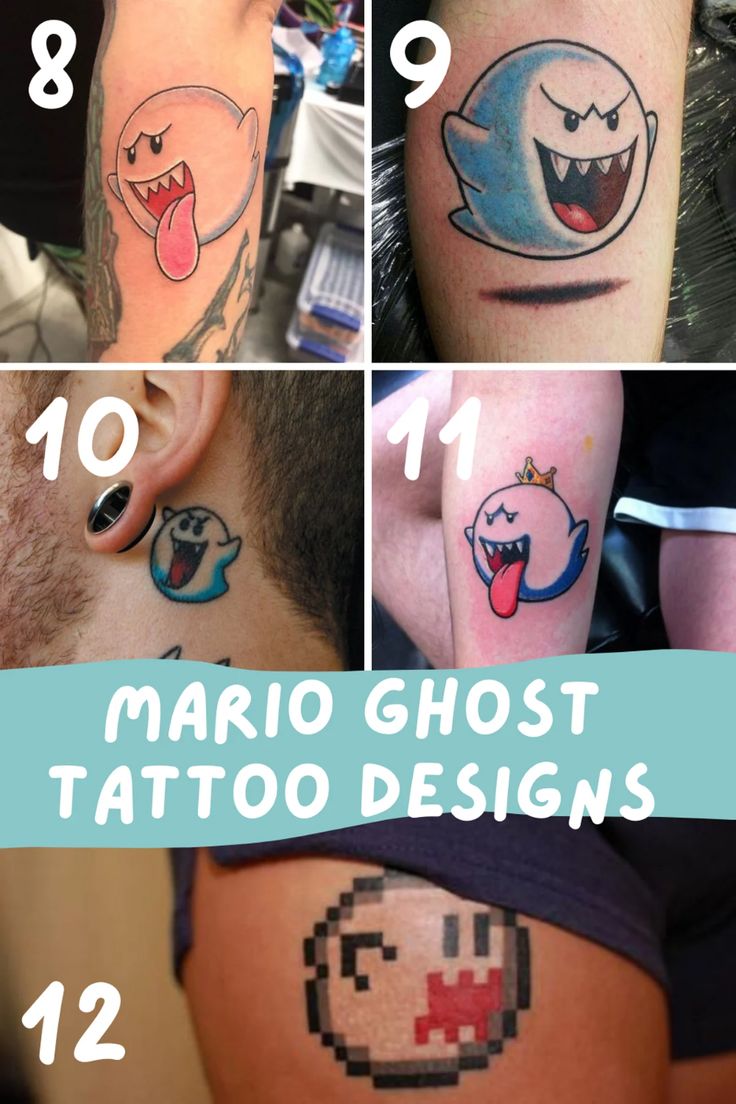 New School ghost tattoo design for men and women on arm, neck, and thigh tattoo ideas