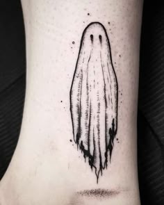 Ghost Blackwork tattoo design for men and women on ankle tattoo ideas