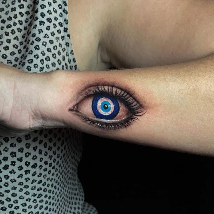 Realistic eye tattoo design for women on forearm and wrist tattoo ideas