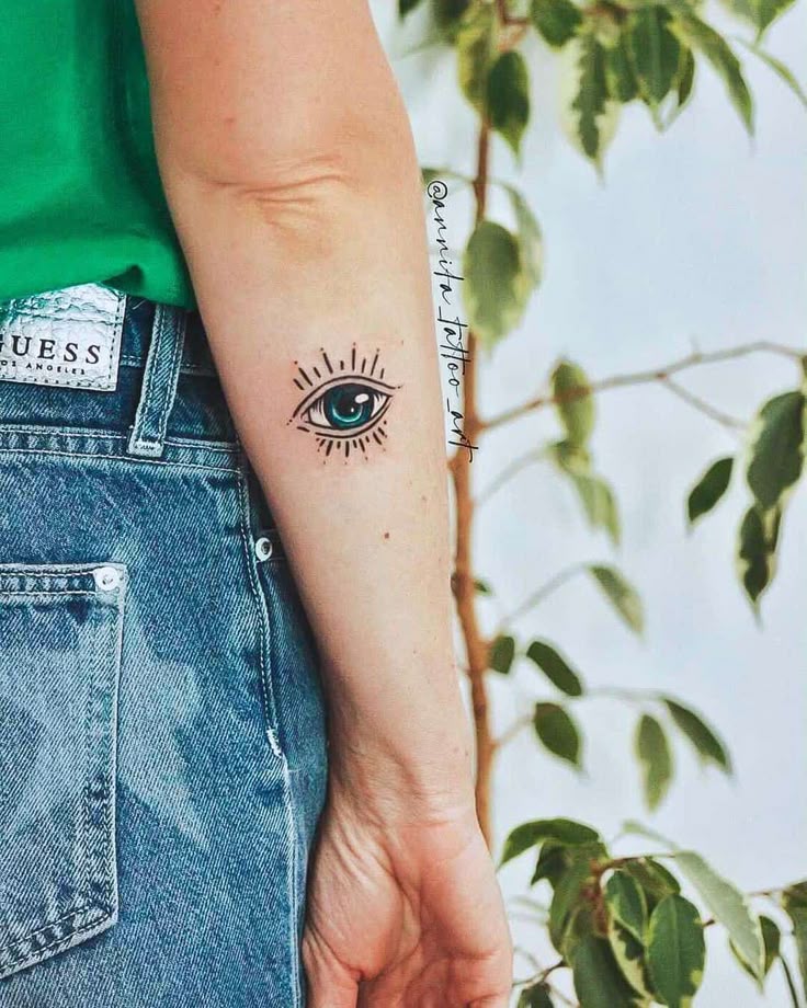 Fine line eye tattoo design for women on forearm tattoo ideas