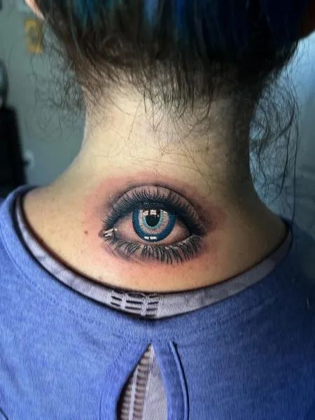 Realistic eye tattoo design for women on neck tattoo ideas